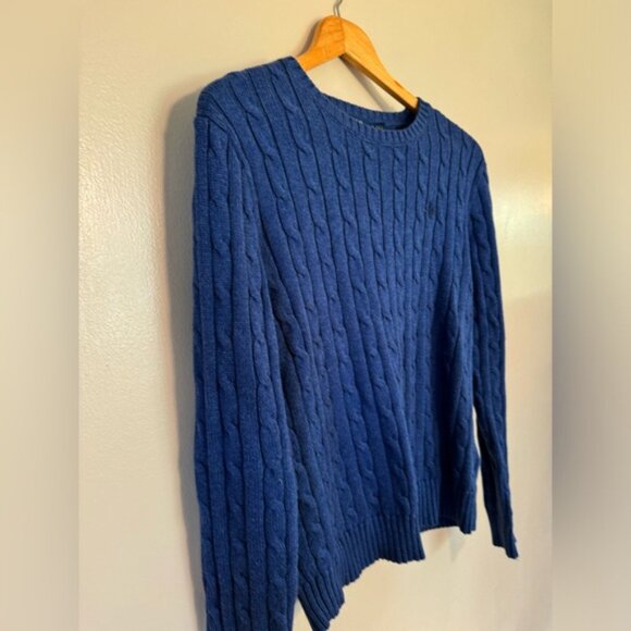 Women’s Blue Polo Ralph Lauren Cable Knit Sweater Size L EUC - Picture 3 of 5